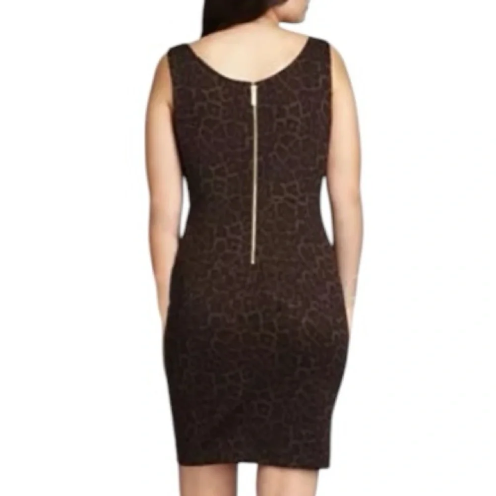 Micheal Kors  size  14  brown leopard print sleeveless Midi dress back zip